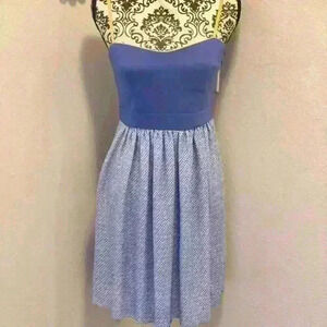 Fossil Y2k Babydoll Fit & Flare Dress 4 Blue Geo Lime Trim Hoco Sorority Rush